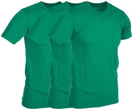 3 Pieces Mens Green Cotton Crew Neck T Shirt Size Small - Mens T-Shirts