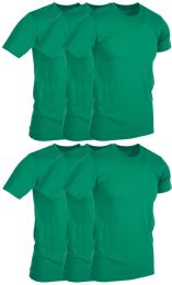 6 Pieces Mens Green Cotton Crew Neck T Shirt Size Medium - Mens T-Shirts