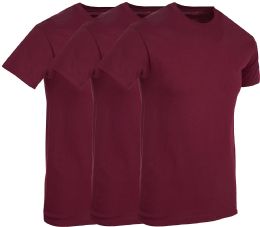 3 Wholesale Mens Maroon Cotton Crew Neck T Shirt Size Small