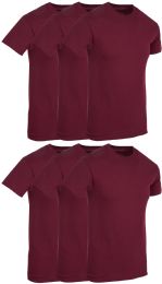 6 Pieces Mens Maroon Cotton Crew Neck T Shirt Size Small - Mens T-Shirts