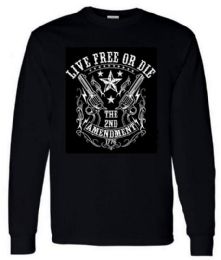 12 Pieces Black Color Longsleeve T-Shirt 2nd Amendment 1776 With Crest - Mens T-Shirts