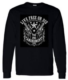 6 Pieces Black Color Longsleeve T-Shirt 2nd Amendment 1776 With Crest Plus Size - Mens T-Shirts