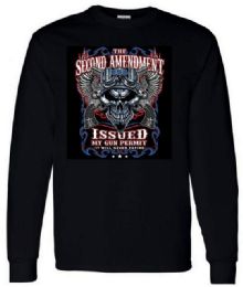 12 Pieces Longsleeve Black Tshirt Second Amendment - Mens T-Shirts