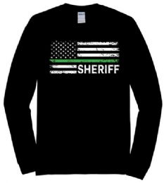 12 Pieces Black Color LonG-Sleeve Sheriff Flag - Mens T-Shirts