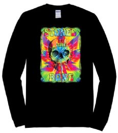 12 Wholesale Stoned To The Bone Black Color Long Sleeve T-Shirt