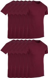 12 Wholesale Mens Maroon Cotton Crew Neck T Shirt Size Small