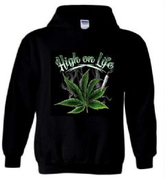 6 Pieces High On Life Black Black Color Hoody Plus Size - Mens Sweat Shirt