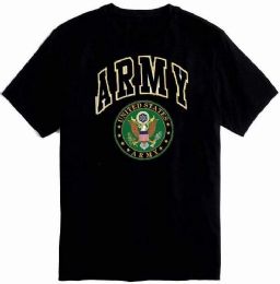 12 Wholesale Official Licensed Black Color T-Shirt Army