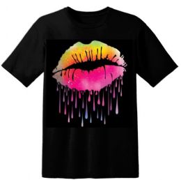 12 Pieces Sugar On Lips Black Shirts Assorted Sized - Mens T-Shirts