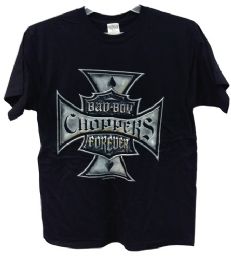 24 Pieces Black T Shirt Bad Boys Choppers Forever Assorted Size - Mens T-Shirts