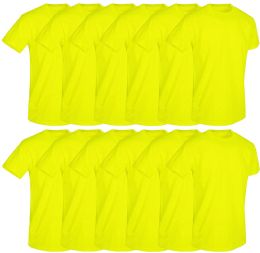 12 Pieces Mens Neon Yellow Cotton Crew Neck T Shirt Size Small - Mens T-Shirts