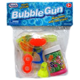 72 Pieces 4.5" W/u LighT-Up Bubble Gun In Poly Bag W/header, 3 Assrt - Bubbles