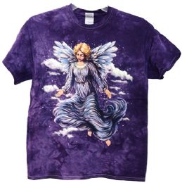 12 Wholesale Purple Tie Dye Shirt With Angel Assorted Sizes