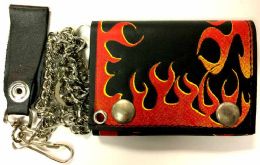 8 Pieces TrI-Fold Flame On Three Sides Leather Wallets - Wallets & Handbags