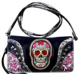 4 Pieces Black Sugar Skull Wallet Purse - Wallets & Handbags