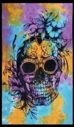 5 Wholesale Tie Dye Skull Graphic Tapestry