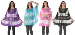 12 Wholesale Tie Dye Rayon Floral Painted Poncho Tops