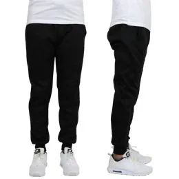 24 Wholesale Men's Heavy Weight Joggers In Black Assorted Sizes
