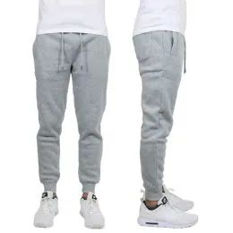 24 Wholesale Men's Heavy Weight Joggers In Heather Grey Assorted Sizes