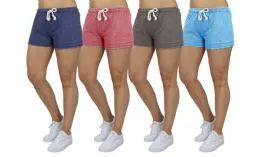 72 Pieces Women's Soft Fleece Lounge Shorts Assorted Sizes In Light Blue - Womens Shorts
