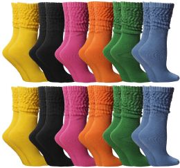 48 Wholesale Yacht & Smith Slouch Socks For Women, Assorted Colors Size 9-11 - Womens Scrunchie Sock