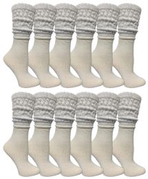 Yacht & Smith Slouch Socks For Women, Solid White Size 9-11 - Womens Crew Sock