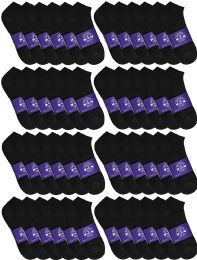 48 Pairs Yacht & Smith Mens Cotton Black No Show Ankle Socks, Sock Size 10-13 - Mens Ankle Sock