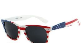 36 Wholesale Wayfarer Style Plastic American Flag Print Sunglasses