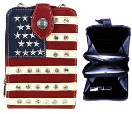 4 Pieces Montana West Usa Rhinestone Cellphone Wallet Purse Sling - Wallets & Handbags