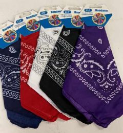 72 Wholesale Assorted Color Paisley Style Bandana With Hanger