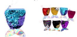 96 Wholesale Mermaid Shape Sequins Coin Purse