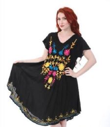 12 Wholesale Black Rayon Dress Assorted Patterns
