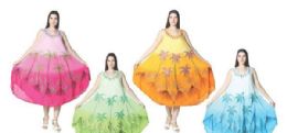12 Wholesale Rayon Crape Dress Tie Dye Brush Paint Assorted Colors