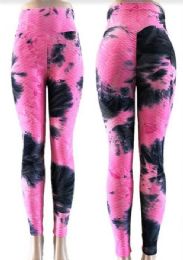 24 Wholesale Tie Dye Neon Pink Tik Tok Big Butts Leggings