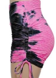 24 Wholesale Big Butts TiK-Tok Shorts Tie Dye Pink
