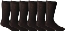 6 Wholesale Yacht & Smith Men's King Size Loose Fit NoN-Binding Cotton Diabetic Crew Socks (brown King Size 13-16)
