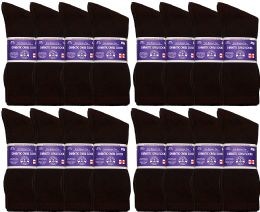 36 Pairs Yacht & Smith Men's Cotton Diabetic Brown Crew Socks Size 13-16 - Big And Tall Mens Diabetic Socks