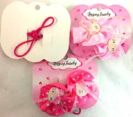 96 Pieces Kitty Hair Band Lace With Polkadot - PonyTail Holders