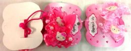96 Units of Kitty Hair Band with Lace - PonyTail Holders