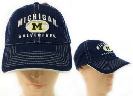 12 Wholesale Adjustable Baseball Hat Michigan Wolverines Licensed