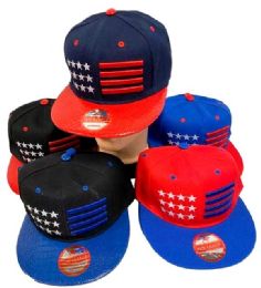 36 Wholesale Usa Flag Style Snapback Hat Cap