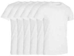 Mens White Cotton Crew Neck T Shirt Size Small