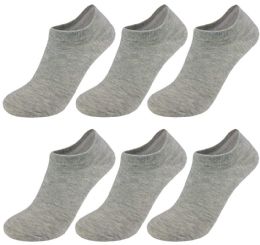 24 Wholesale Yacht & Smith Women's Cotton Gray No Show Ankle Socks