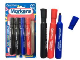 144 Wholesale Permanent Markers 4pc 3 Clr