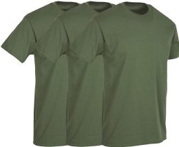 3 Wholesale Mens Military Green Cotton Crew Neck T Shirt Size Small