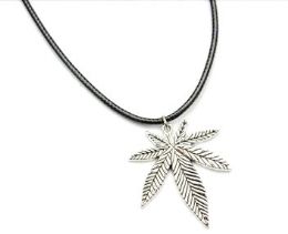 60 Pieces Marijuana Leaf Metal Cord Necklace - Necklace