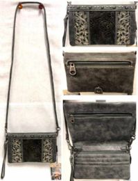 4 Wholesale Gray Tooled Design American Bling Clutch Purse