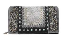 4 Pieces Montana West Tooled Floral Wallet Black - Wallets & Handbags
