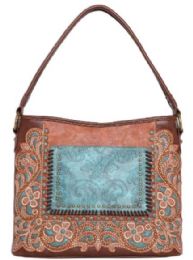2 Wholesale Montana West Tooled Floral Single Strap Hobo Bag Brown
