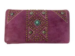 5 Pieces Montana West Aztec Collection Secretary Style Wallet Purple - Wallets & Handbags